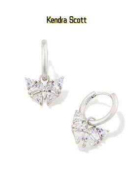 Blair Silver Butterly Huggie Earrings in White CZ